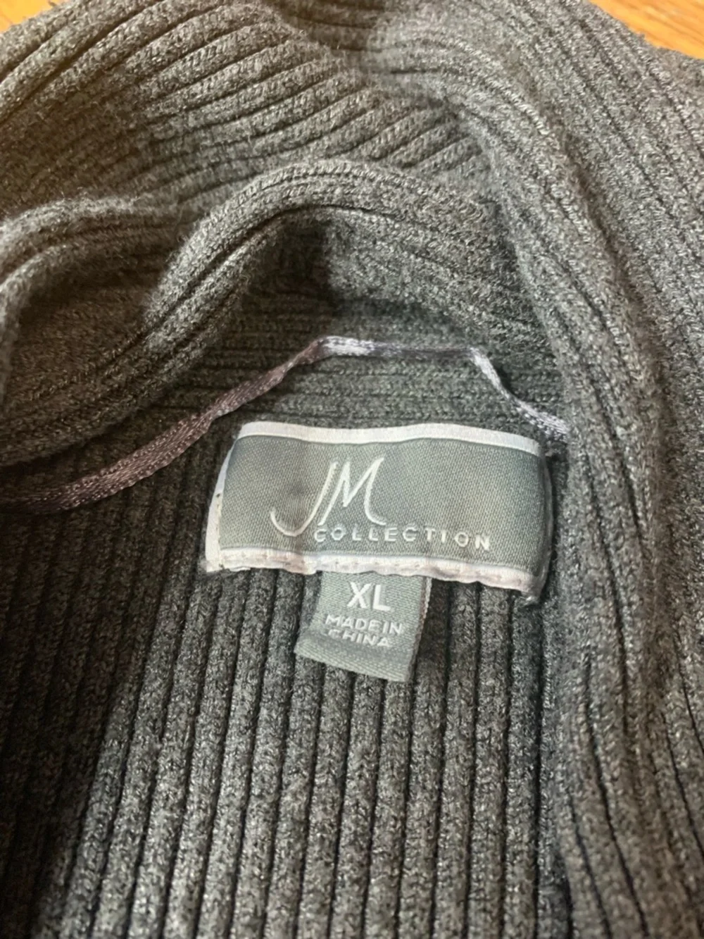 JM Collection Grey Ribbed Open Front Cardigan XL - Picture 3 of 7